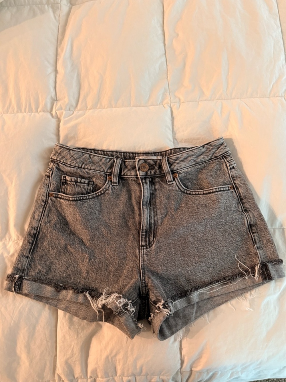 Garage High-Rise Distressed Denim Shorts -Black/Gray Mom Jean fit